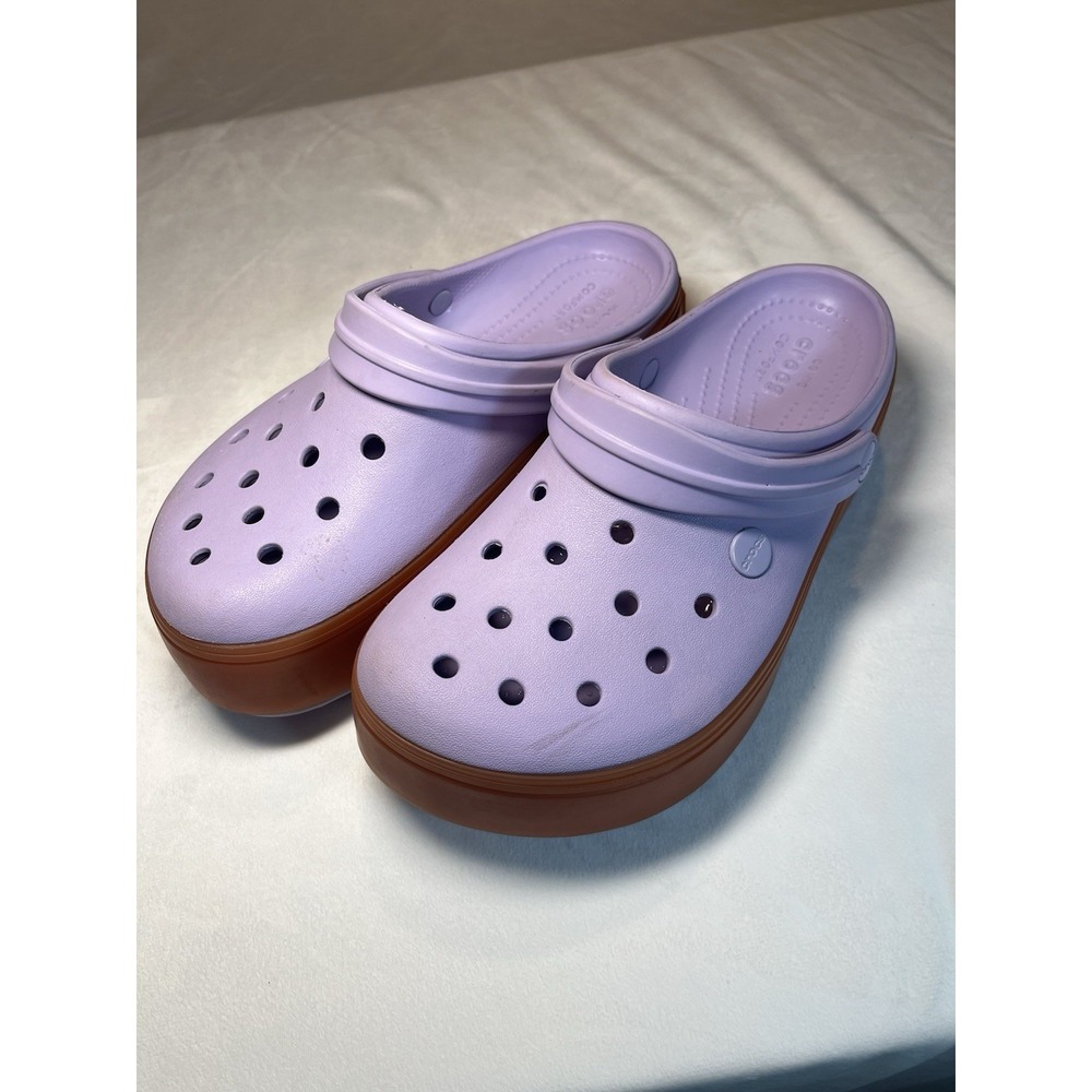 CROCS Lavender Platform Clog with Brown Sole